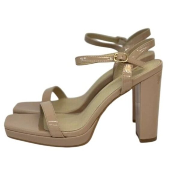 KAYLEEN / Nahlah-7 / Block Heel / Nude Patent / Leather / Platform / Sandals - Picture 2 of 7